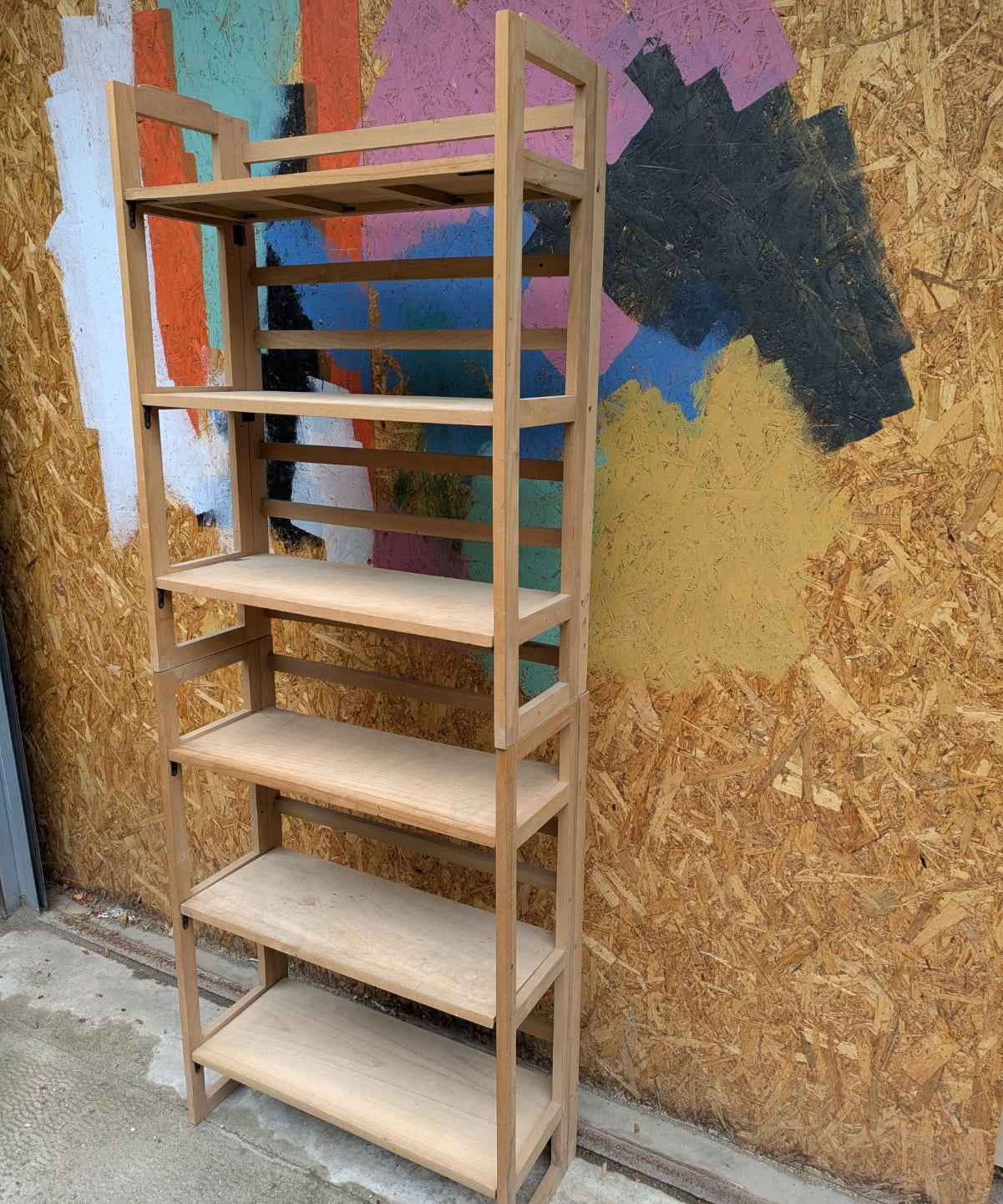 Two Foldable Wooden Shelving Units
