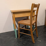 Children's Single School Desk Customised in Arsenic and Wooden Chair