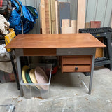 Metal Legged Desk with Wooden Top and Drawers