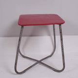 Children's Vintage Red Wooden Topped Metal Legged Table