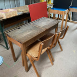 Double desk and Two Wooden Chairs