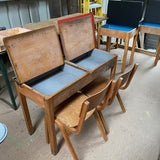 Double desk and Two Wooden Chairs