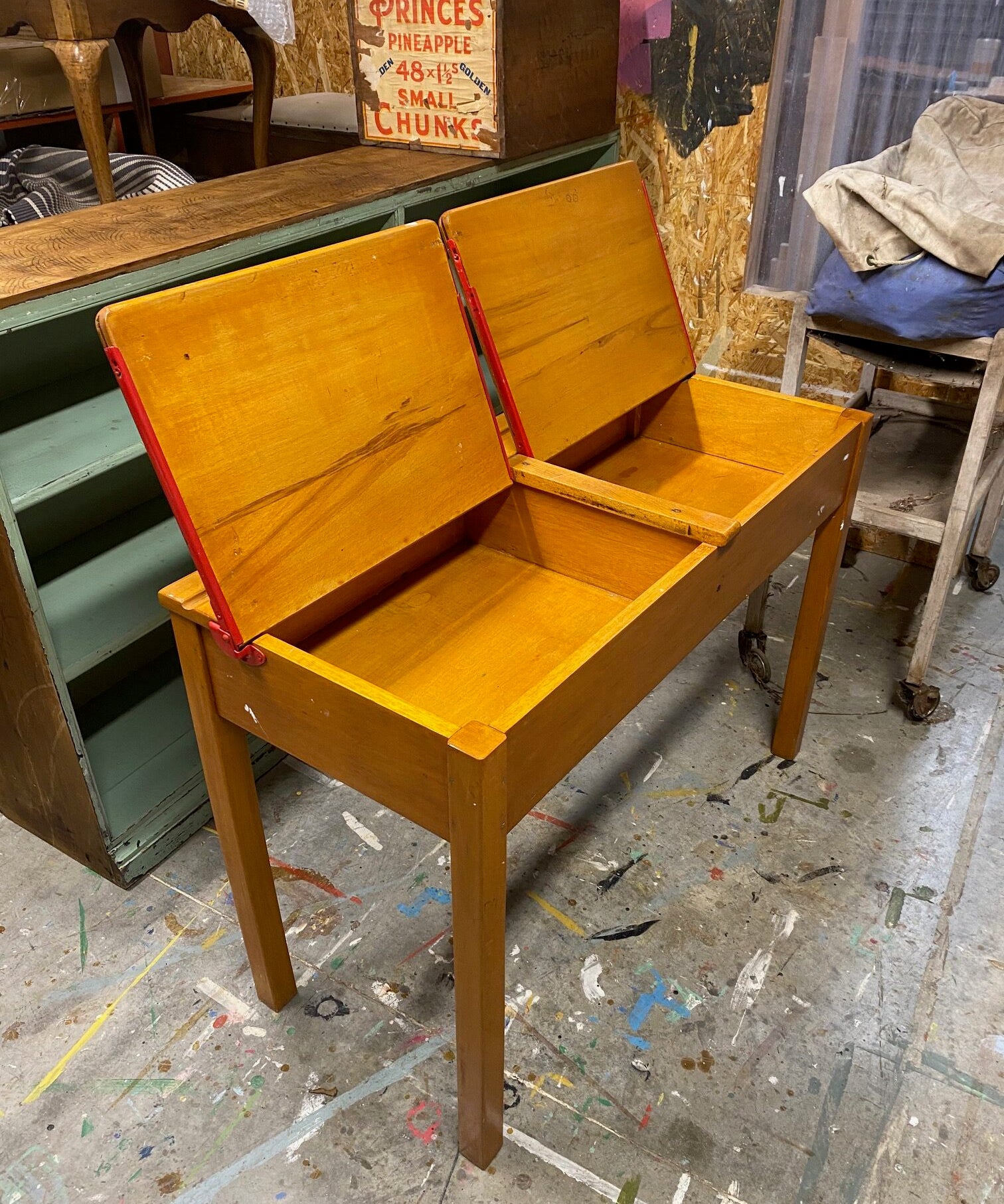 Children's Double School Desk with Lift Up Lids