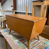 Storage Bench on Castors with Upholstered Top and 6 Metal Legged Chairs