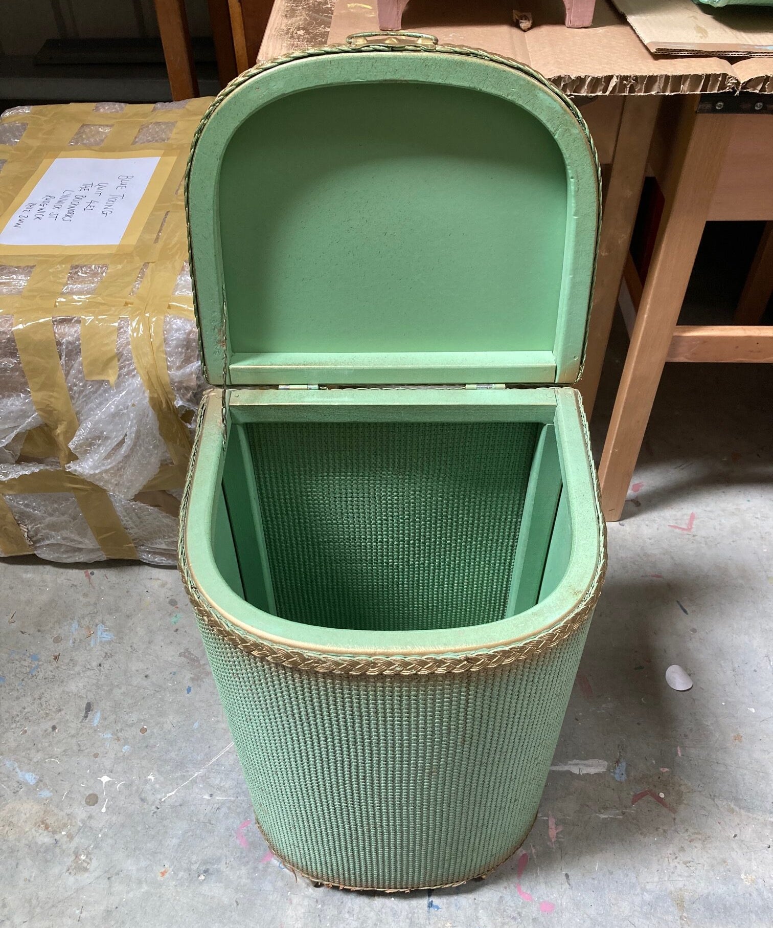 Crates with Birch Ply Top and Laundry Basket