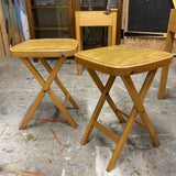 Foldable Wooden Stool with Uopholstered Top