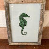 Two Small Grey Maggies and Green Seahorse Picture