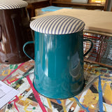 Small Teal Maggie with Blue Ticking Seat Pad