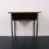 Children's Vintage Small Green Metal Legged Desk with Shelf