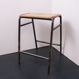 Children's Black Metal Lab Stools with Wooden Seat