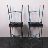 Blue Metal Legged Stools from Belgium