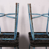 Blue Metal Legged Stools from Belgium