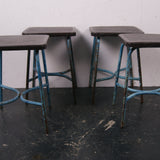 Blue Metal Legged Stools from Belgium