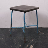 Blue Metal Legged Stools from Belgium