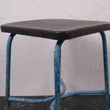 Blue Metal Legged Stools from Belgium