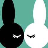 Children's Teal Kissing Bunnies Print by Wonder & Rah