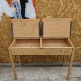 Double Wooden School Desk with Lift Up Lids