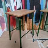 Two Metal Legged Stools with Birch Ply Tops