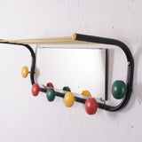 French Mirror with Colourful Hooks and Shelf