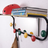 French Mirror with Colourful Hooks and Shelf