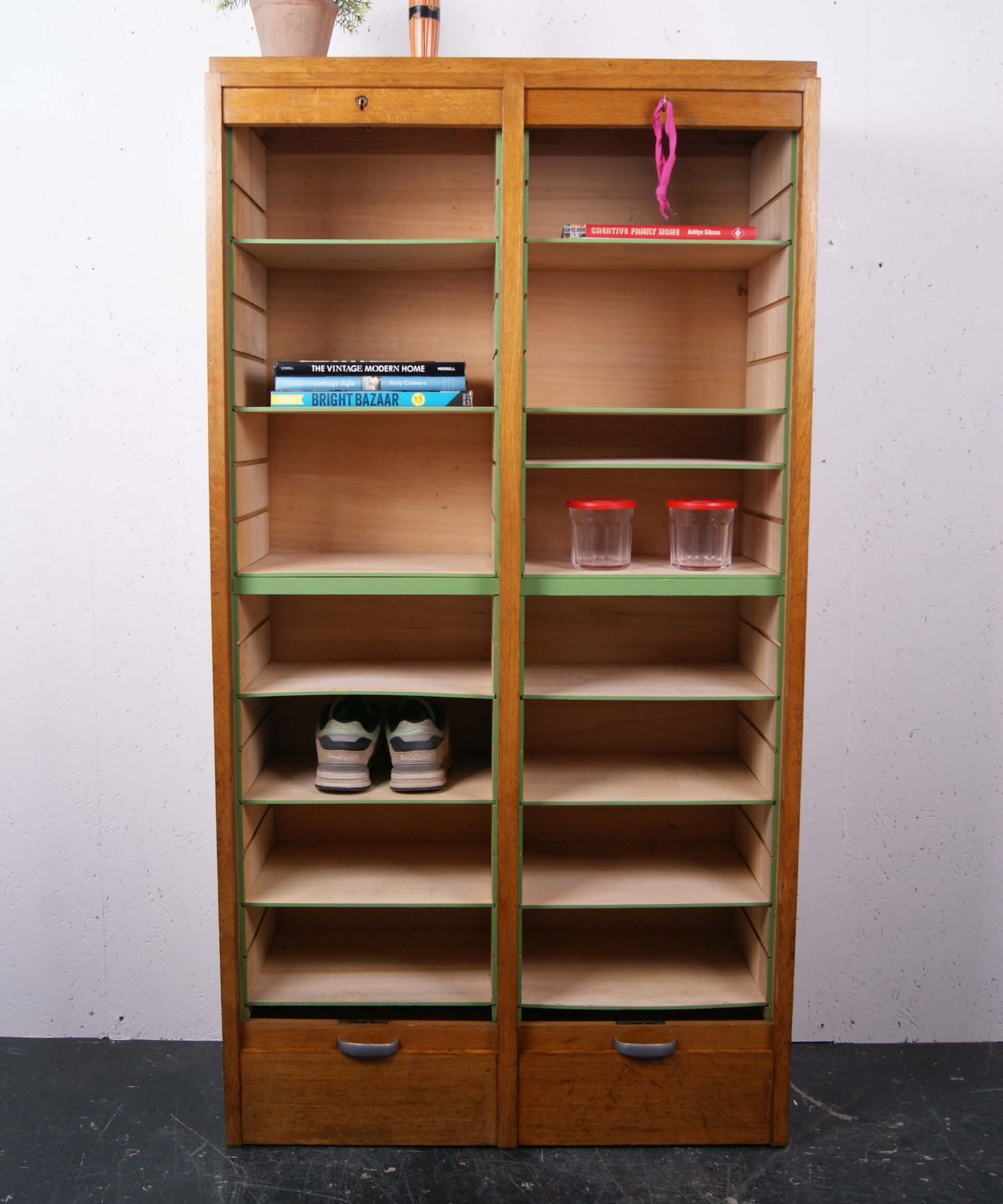 Vintage French Double Tambour Cabinet