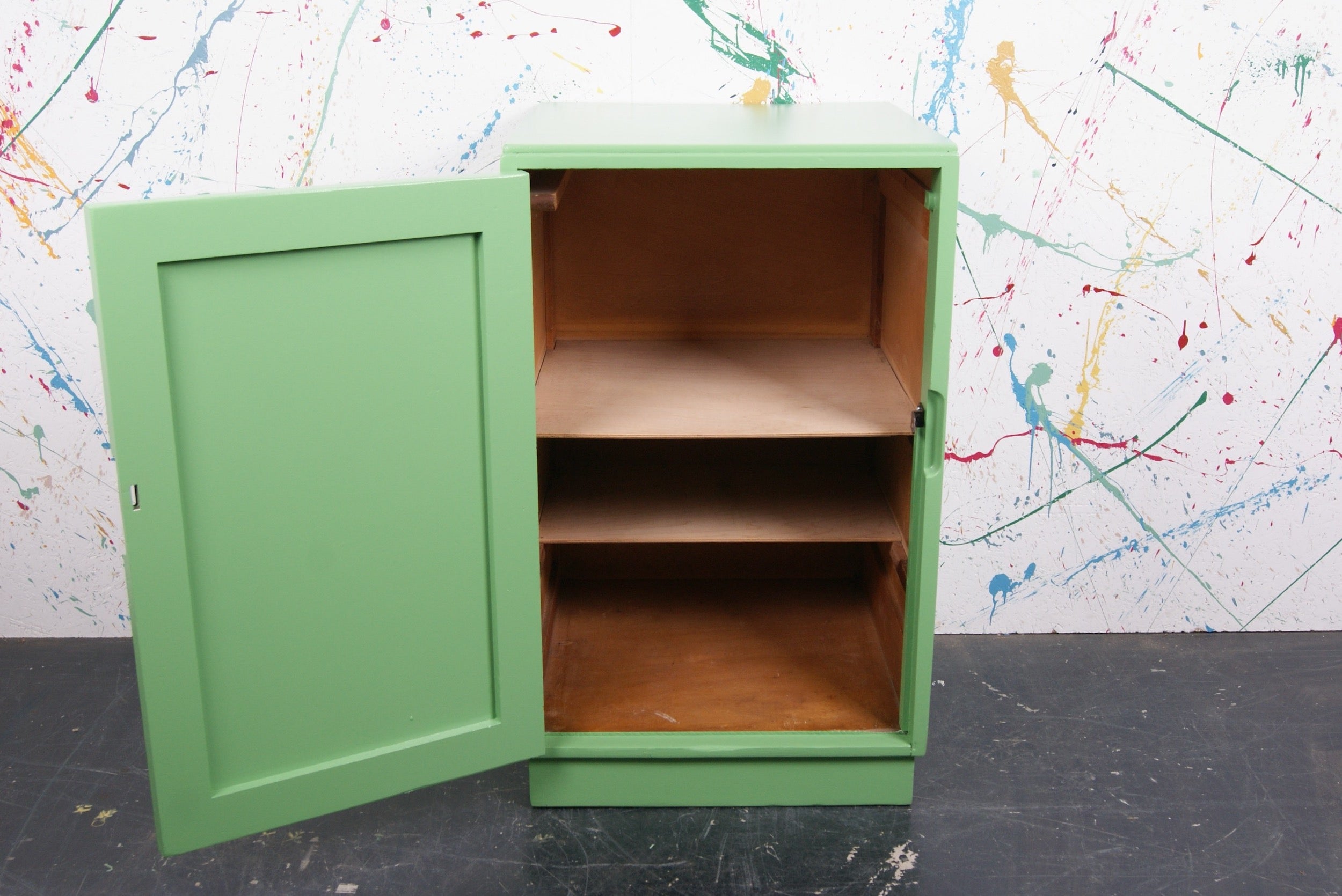 green-wooden-locker-