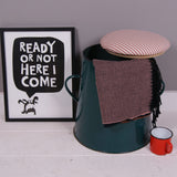 Medium Teal Maggie with Red Ticking Removable Seat Pad