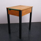 Children's Wooden School Desk with Black Legs and Green Hinges