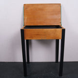Children's Wooden School Desk with Black Legs and Green Hinges