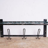 Children's Small Black Metal Shelf with Hooks
