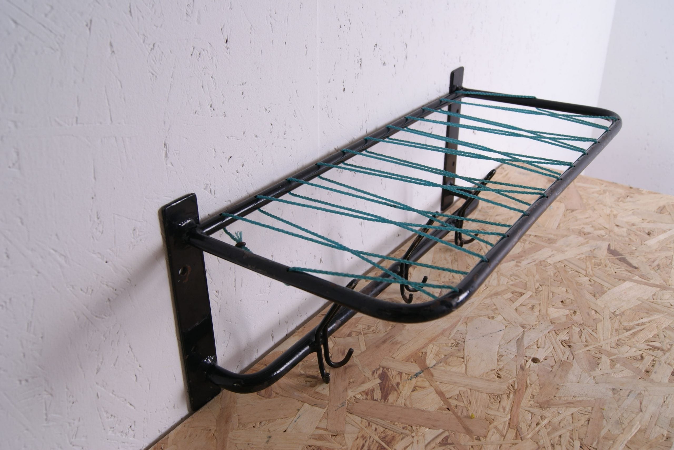 Children's Small Black Metal Shelf with Hooks