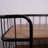 Children's Black Trolley on Castors with Wooden Shelves