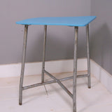 Children's Vintage Polish Army Stool/Table with Light Blue Wooden Top