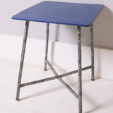 Children's Vintage Army Stool with Blue Wooden Top