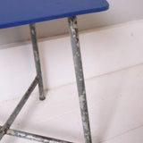 Children's Vintage Army Stool with Blue Wooden Top