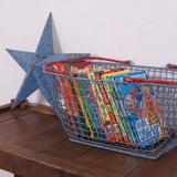 Children's Blue Storage Basket with Red Handles