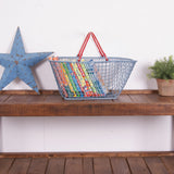 Children's Blue Storage Basket with Red Handles