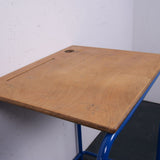 Children's Blue Metal Legged School Exam Desk