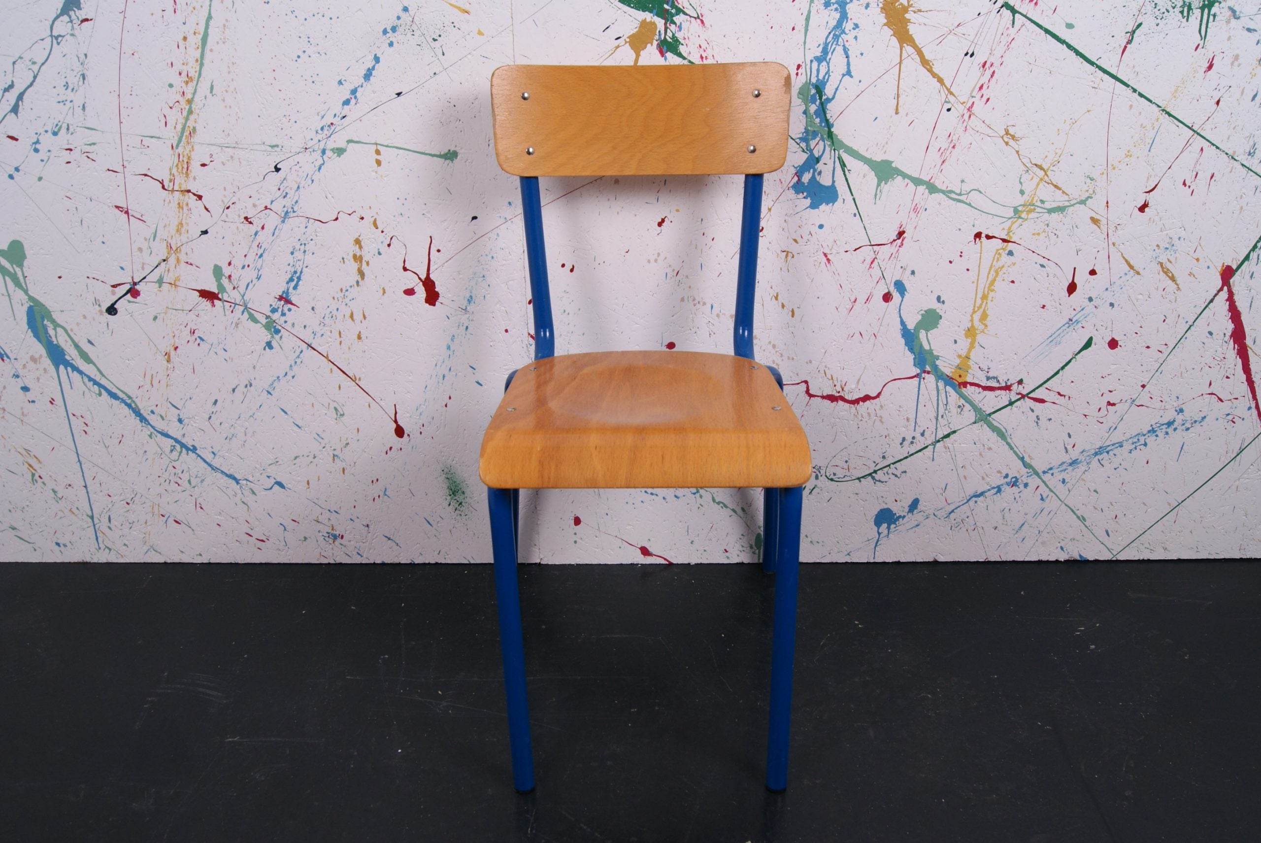 Children's French Blue Metal Legged Chairs