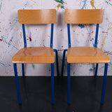 Children's French Blue Metal Legged Chairs