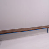 Children's French Blue Metal Legged School Bench