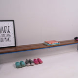 Children's French Blue Metal Legged School Bench