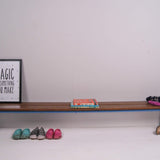 Children's French Blue Metal Legged School Bench