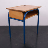 Children's Blue Metal Legged Single Desk and Chair Set