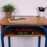 Children's Blue Metal Legged Single Desk and Chair Set