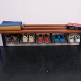 Children's Blue Metal Bench with Shoe Storage