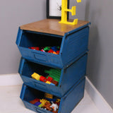 Children's Metal Crate Storage Unit with Wooden Top