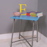 Children's Vintage Polish Army Stool/Table with Light Blue Wooden Top
