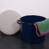 Round Blue Maggie with Blue Ticking Removable Seat Pad