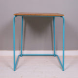 Children's Vintage School Exam Desk with Turquoise Metal Legs